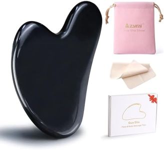 Azymi Gua Sha, Black Obsidian Guasha Massage Scraping Tool for Face Neck Body Firming, Muscle Tensions Relief