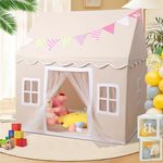 Cathpetic Kid Playhouse Tent Indoor with Mat and Bunting,Lage Spacious Play Tent for 2-3 Baby Toddler with Mosquito Proof Curtain,Comes with Mounting Accessories for Quick Assembly