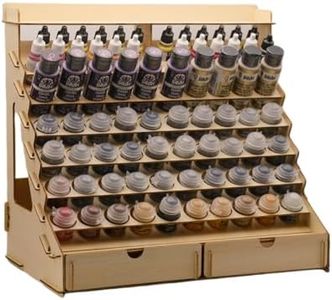 Craft Paint Storage-Modular Paint Organizer - Holds 74 Bottles of Paints, 14 Brushes, 2 Cabinets, and 6 Miniature Stands - Art Tool Storage Rack for Miniature Paint Set