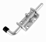 1PC Heavy Duty Stainless Steel 304 Spring Loaded Barrel Bolt Latch Lock,Latch Pin for Door Shed Gate or Tailgate Trailer Garage (Overall Length : 135mm/ 5.31inch)