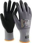 OX-ON Flexible Advanced 1905 Grey Work Gloves, Extremely Durable Safety Gloves, Secure & Precise Grip, Protective & Comfortable Nitrile Gloves, Phone Touch,Breathable Mechanic Gloves -6pairs, Size 8/M