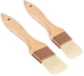 Set of 2 Pastry Brushes, 1-Inch and 1 1/2 -Inch Width Pastry Brushes with Boar Bristles and Lacquered Hardwood Handles, Grill BBQ Sauce Baster Baking Cooking Marinade Brushes