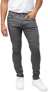 X RAY Men's Stretch Pants, Slim Fit Flexible Commuter Colored Denim Jeans, Casual Pants for Men, Silver - Back Pocket Detail