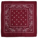 Cotton Bandana, VIPITH Novelty Bandanas Double Sided Paisley Print Cowboy Bandanas for Men Women, Handkerchief Head Wrap Headband Face Scarf for Men Women (Wine Red)