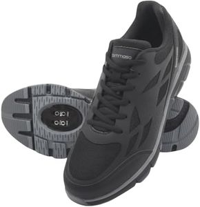 Tommaso Men's Indoor Cycling Shoes – SPD Compatible – Pre-Installed Cleats – Road, Gravel & Spin Bike Shoes – Walkable Design, Graphite Black-grey, 8