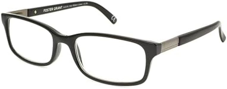 Foster Grant Men's Boston Square Reading Glasses, Black/Transparent, 59 mm + 1.5