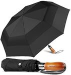 Lejorain Large Folding Golf Umbrella - Compact Mens Umbrellas Travel Rain and Windproof 54inch Collapsible Automatic Open Close Umbrella 210T Teflon Vented Double Canopy