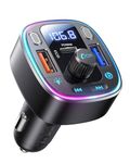 LENCENT FM Transmitter Car Bluetooth 5.4, 54W Car Bluetooth Adapter, Dual USB Ports Quick Charge (PD 36W & QC3.0), Music Adapter, Hands-Free Calls, Dual Microphones & USB Stick