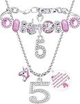 5th Birthday,5th Birthday Gifts for Girls,5th Birthday Charm Bracelet, 5th Birthday Necklace,5 Years Old Birthday Jewelry for Girls,Gifts for 5 Year Old Girls,5 Year Old Girl Gift,5th Birthday Girl, 7 inches, Stainless Steel