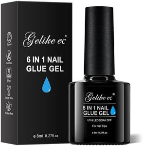 Gelike EC 6 in 1 Nail Glue Gel for Clear Acrylic Nails Long Lasting, Curing Needed UV Extension Glue for Clear False Nail Tips and Clear Press on Nails, Nail Repair Treatment