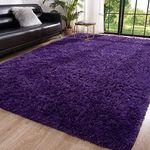 Toneed Fluffy Area Rug for Bedroom Living Room, 4 x 6 Feet Grape Purple Shaggy Rug Super Soft Modern Indoor Rug Fuzzy Plush Carpet for Dorm Nursery Kids Room Home Decorative