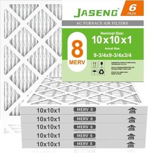 10x10x1 Furnace Air Filters 6 Pack, MERV 8 MPR 600 & FPR 5 Filtering, HVAC Air Filter Replacement (exact dimensions: 9 3/4"x9 3/4"x3/4")