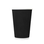 We Can Source It Ltd - 8oz. Black Ripple Paper Cups - Eco-Friendly Drinkware 100% Biodegradable Compostable Recyclable - Great for Tea, Coffee, Hot Drinks - 500 Pack