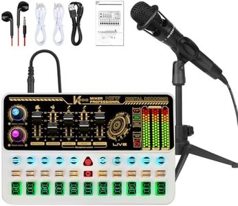 Hosabely Podcast Equipment Bundle, Basic Audio Interface with Mic and Stand, Denosing, Ducking, Remove Vocals, Loopback, Easy Used Podcast Equipment Bundle for KTV,Streaming,Podcasting(White)