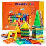 Gemmicc Magnetic Tiles, Magnet Toys Building Blocks for Kids, STEM Approved Educational Toys,Magnet Puzzles Stacking Blocks for Boys Girls,72 PCS Advanced Set