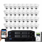 GW Security 32 Channel 4K NVR 8MP Full Color Night Vision Security Camera System with (32) UltraHD Dome 4K IP Microphone Outdoor PoE Security Cameras, AI Human Detection