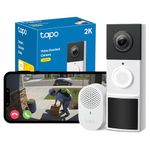 Tapo D210 Doorbell Camera Wireless 2K 3MP Ultra-Clear Doorbell Camera, Battery Video Doorbell Wireless, Ring Chime Included, Color Night, TP-Link Free AI Detection,IP65,6-Month Battery,No Monthly Fee