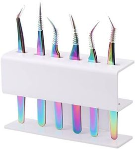 GEMERRY Lash Extension Supplies Tweezer Holder Tweezer Stand for Eyelash Extension Supplies Accessories Tools Plastic Display Storage 6 Pcs Tweezers Shelf Holder White