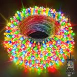 200 FT 500 LED Christmas Lights Outdoor Decorations Super Long Fairy Lights Mains Powered Waterproof String Lights Plug In with Remote Timer 8 Modes for Outside Garden House Tree Party Multicoloured