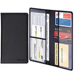 Wisdompro Car Registration and Insurance Holder - Premium PU Leather Vehicle Glove Box Wallet Accessories Case Organizer for Documents, ID, Driver License, Cards (Black)