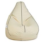 Amazon Brand - Solimo Classic XXL Leatherette Bean Bag Cover without Beans - Cream with Brown Piping