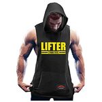 GYMBROTHERS Men's Workout Hooded Body Building Muscle Cut Off T Shirt Lifter Sleeveless Gym Hoodies (Medium) Black