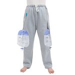 Catheter Leg Bag Long Pants for Nephrostomy, Foley, Suprapubic & Biliary Catheters, Holds (2) 2000ml Leg Bags, Urine Bag Underwear with Double Pockets for Men & Women, No Leg Bags and Tubes Included (L, Gray)