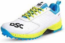 DSC Jaffa 22 Cricket Shoes for Men and Boys UK-10 White/Lime-Yellow