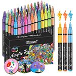 Efimeso Acrylic Paint Pens, 60 Colors Permanent Paint Art Markers for Rock Painting, Stone, Ceramic, Glass, Wood, Metal, Fabric, Pebbles, Water-Based Acrylic Pens Extra-Fine Tip 0.7mm