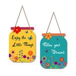 Artvibes Follow Your Dreams Quote Decorative Wall Art MDF Wooden Wall Hanger for Living Room | Bedroom | Office | Gift | Wall Hanging For Home Decoration | Canvas Painting (WH_6801N), Set of 2