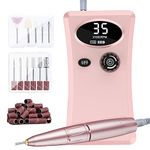 Cadrim Electric Nail File, 35000 RPM Portable Nail Drill, Cordless Nail Drill, Rechargeable Electric Professional Efile Nail Drill Machine Set for Acrylic Nails, Polishing, Manicure Pedicure Tool