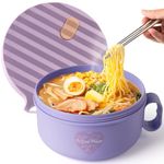 Microwave Noodle Bowl with Lid,Ramen Bowl,Porridge Bowl,Microwave Bowl with Vented Lid, Soup Mug with Lid,Microwavable Soup Container, Soup Bowl, Breakfast Pot with chopstick & fork ,1200ml. BPA Free.