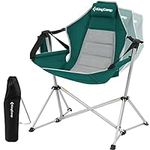 KingCamp Aluminum Alloy Durable Hammock Swing Chair,Foldable Portable Rocking Camping Chair with Headrest Adjustable Back,Outdoor Camp Chairs for Travel Sport Games Concert Garden