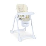 GYMAX Baby Highchair, Adjustable Foldable Infant High Chair with Removable Tray, 2 Rear Wheels & 5-Point Harness, Toddler Dining Feeding Chairs for 6-36 Months (Beige)