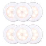 STAR-SPANGLED 6 Pack 2.8” Motion Sensor Lights Indoor AAA Battery Operated, Stick on LED Puck Light for Stairs, Under Cabinet, Closet, Warm White