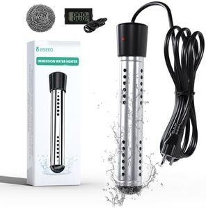 BSEED Immersion Water Heater Electric, 2000W Fast Heating Portable Water Heater with 304 Stainless Steel Guard & Digital LCD Thermometer, Heats 5 Gallons in Minutes for Camping, Bath & Small Pool