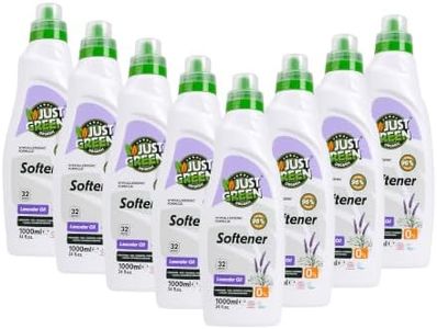 JUST GREEN ORGANIC Fabric Softener, Plant-Based Liquid Fabric Softener, Non-Toxic, Hypoallergenic, EcoCert Certified, Vegan, Natural Lavender Scent, 32 Washes, 33.8 fl oz (1000 ml) - 8 Pack