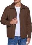 COOFANDY Men Zip up Jacket Dark Brown Lightweight Cotton Twill Jacket Collared Fashion Casual Fall Jacket