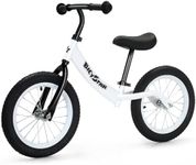 bicystar 14 Inch Balance Bike for Kids 3-7 Year Old, Kids Bike with No Pedals, Air Rubber Tires, Adjustable Height, Foot Rest, Pedalless Kids Bicycle Boys, Girls (White)