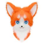 HAOAN Animal Furry Fursuit Head Mask Plush Cat Fox Mask Costume Props for Halloween Cosplay Party