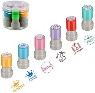 Hmseng Sellos para profesores, 6 Piezas Colores sellos personalizados, Sellos Autoentintados para Profesores para Motivar y Estimular a los Alumnos-design1