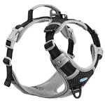 ThinkPet No Pull Harness Breathable Sport Harness with Handle-Dog Harnesses Reflective Adjustable for Medium Large Dogs,Back/Front Clip for Easy Control XL Bright Black