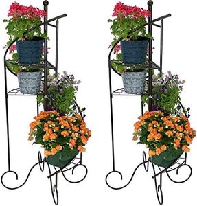 Sunnydaze 4-Tier Metal Iron Plant Stand, Spiral Staircase Design, Set of 2, 56-Inch