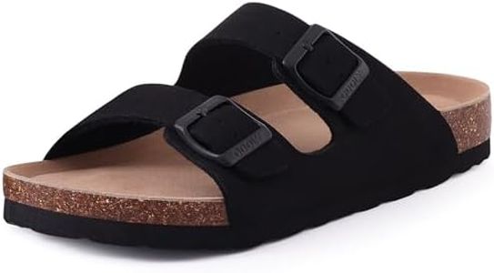 ODOLY Unisex Cork Footbed Slide Sandal, Arch Support Summer Outdoor Sandals with Adjustable Buckle for Women and Men, Black 38 (7.5 Women/6 Men)