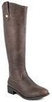 LONDON FOG Womens Irie Riding Boot, Regular and Wide Calf colors available, Dk Brown Distressed, 6