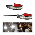 XINLIYA 2PCS Motorcycle LED Turn Signal Light, Flexible Switchback Dual-Color White & Amber Fork Turn Signal Blinkers, DRL Daytime Running Light Waterproof Adjustable Strips Bars for Motorbike