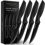 Home Hero Ultra-Sharp Stainless Steel Kitchen Knife Set - Chef Knives Set (4 pcs Steak Knife Set - Black)