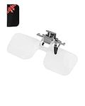 Clip On Magnifiers for Eyeglasses, 2X Magnifying Glasses Flip Up/Down Reading Glasses Reader for Seniors Elderly Women Men for Reading, Computer Use, Sewing, Close Work