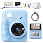 TIATUA Kids Camera Instant Print, 3.0" HD Screen 48MP Instant Camera for Kids with 32G Card & 3 Print Paper, 1080P HD Digital Camera for Toddler, Fun Gift for Girls Boys 3-12 Years Old