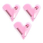 HIPIHOM 3Pcs Mini Hair Cutter Comb, Heart-Shaped Manual Hair Bangs Trimmer for Kids, Women, Girls Hair Cut Accessories, Pink